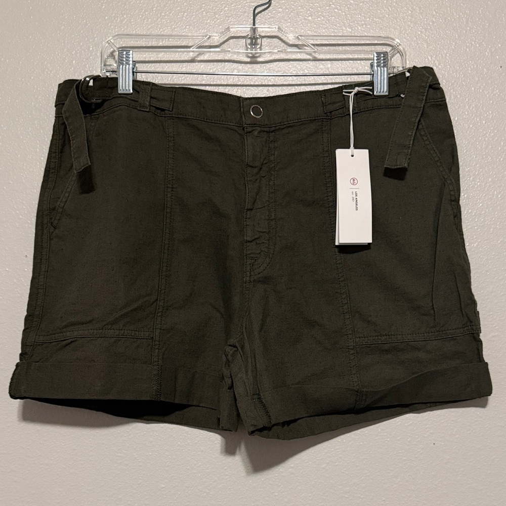 AG Adriano Goldschmied Olive Green Cargo Shorts with Utility Pockets